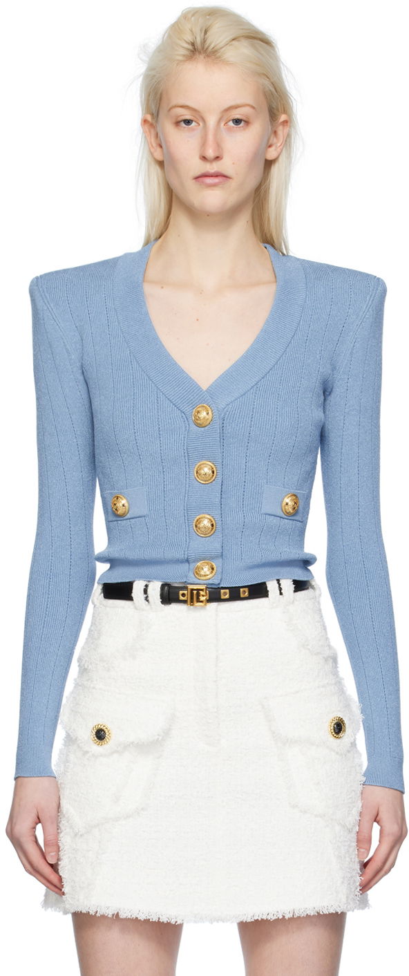 Villapaita Balmain Press-Stud Cardigan Sininen | CF1KL007KB07