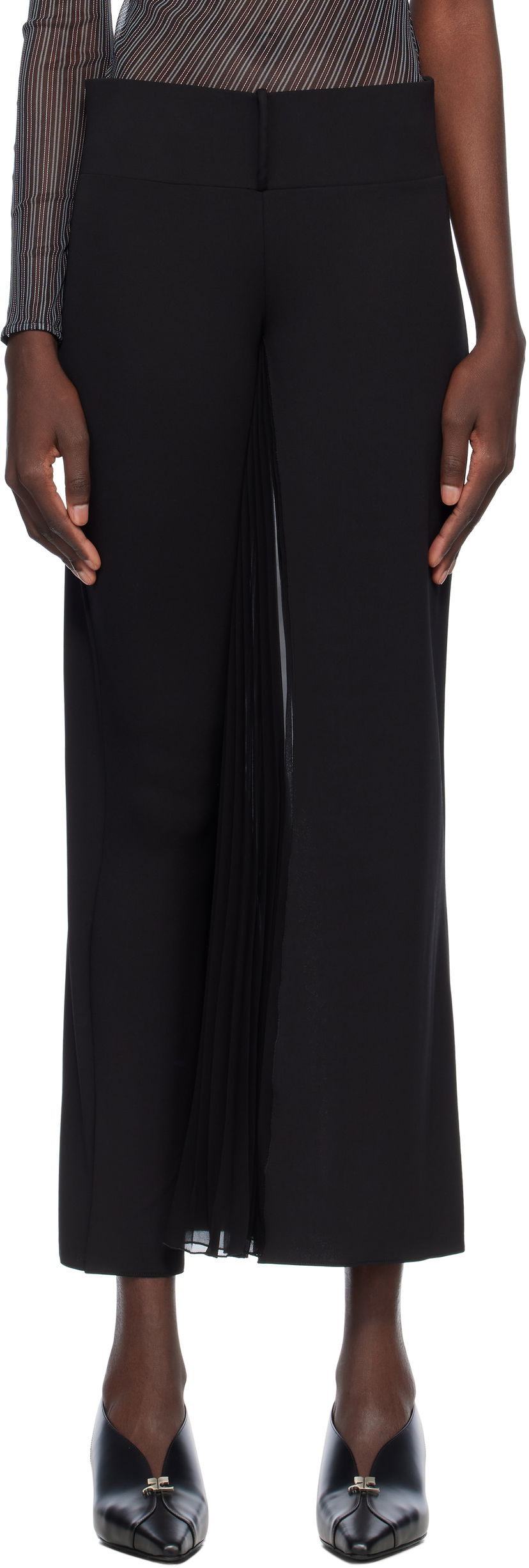 Housut Courrèges Courrèges Infinity Pleats Jersey Trousers Musta | 225JPA325JS0220