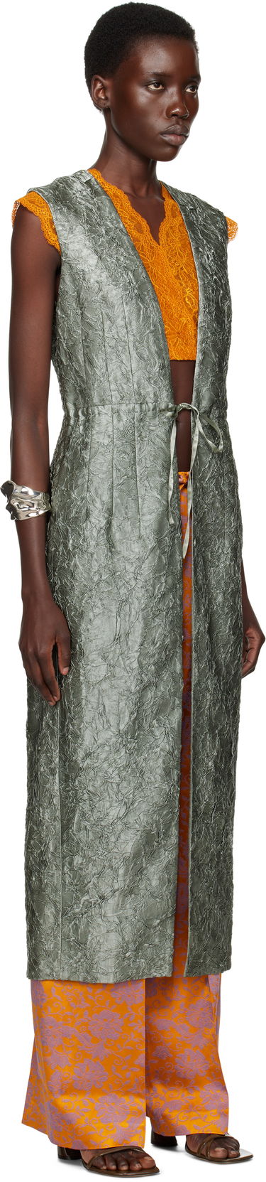 Liivi Dries Van Noten Dries Van Noten Sleeveless Long Vest Vihreä | 251-010227-1428, 1