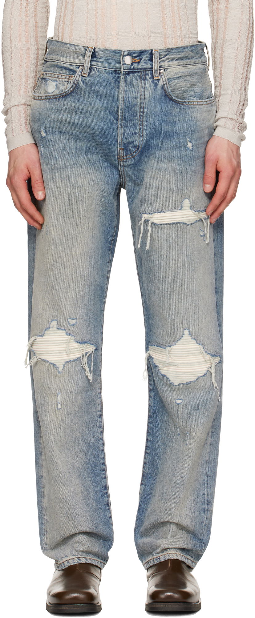 Jeans AMIRI AMIRI Suede Straight MX1 Jeans Sininen | AMDNGH1085