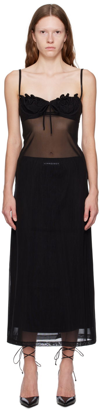 Mekko Y/PROJECT Black Wire Brasier Midi Dress Musta | WTSDRESS70-S25