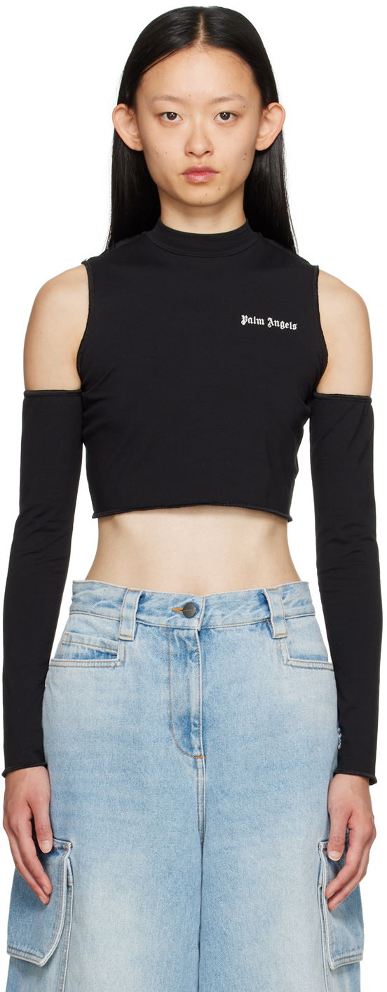 T-paita Palm Angels Black Cutout Long Sleeve Valkoinen | PWAB029F23FAB0011003