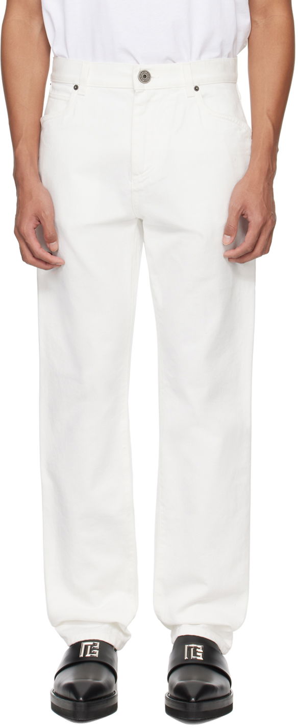 Jeans Balmain Straight-Leg Jeans Valkoinen | CH1MI070DB69