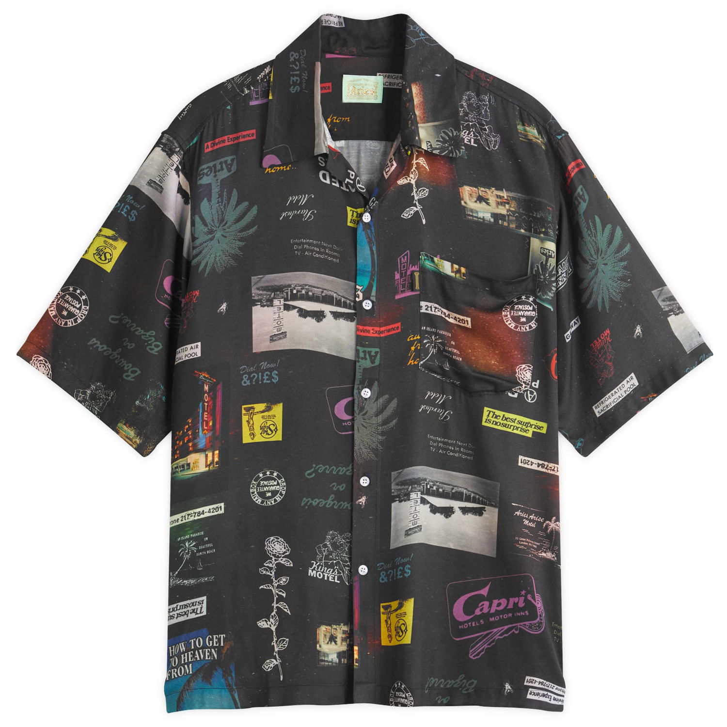 Paita Aries Aries Motel Luxe Hawaiian Shirt, Size Large Musta | AR40104-BLK, 0