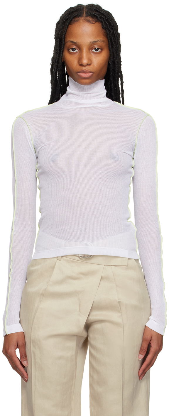 Villapaita Helmut Lang Helmut Lang Sheer Turtleneck Top Valkoinen | N01HW509