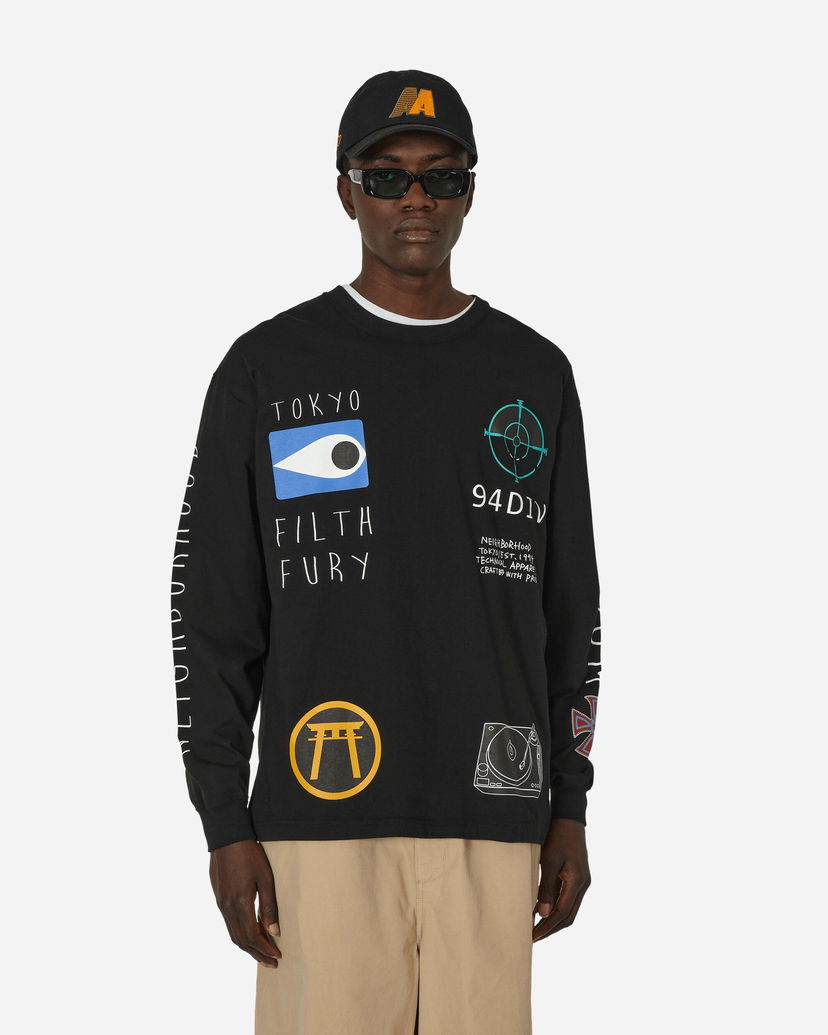 T-paita Neighborhood LS-10 Longsleeve T-Shirt Black Musta | 241PCNH-LT10 BK