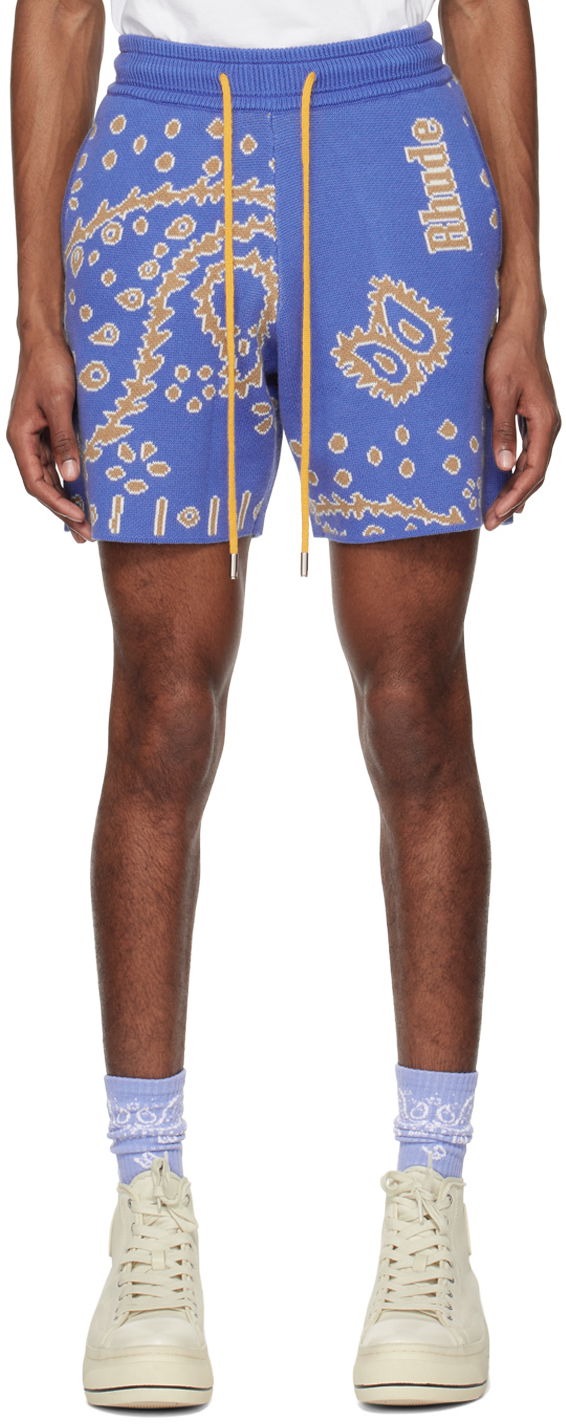 Shortsit Rhude Knit Bandana Lounge Shorts Sininen | RHPS23SH02822190