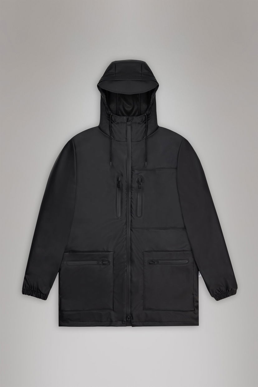 Parka Rains Cargo Long Jacket Musta | 12060\01