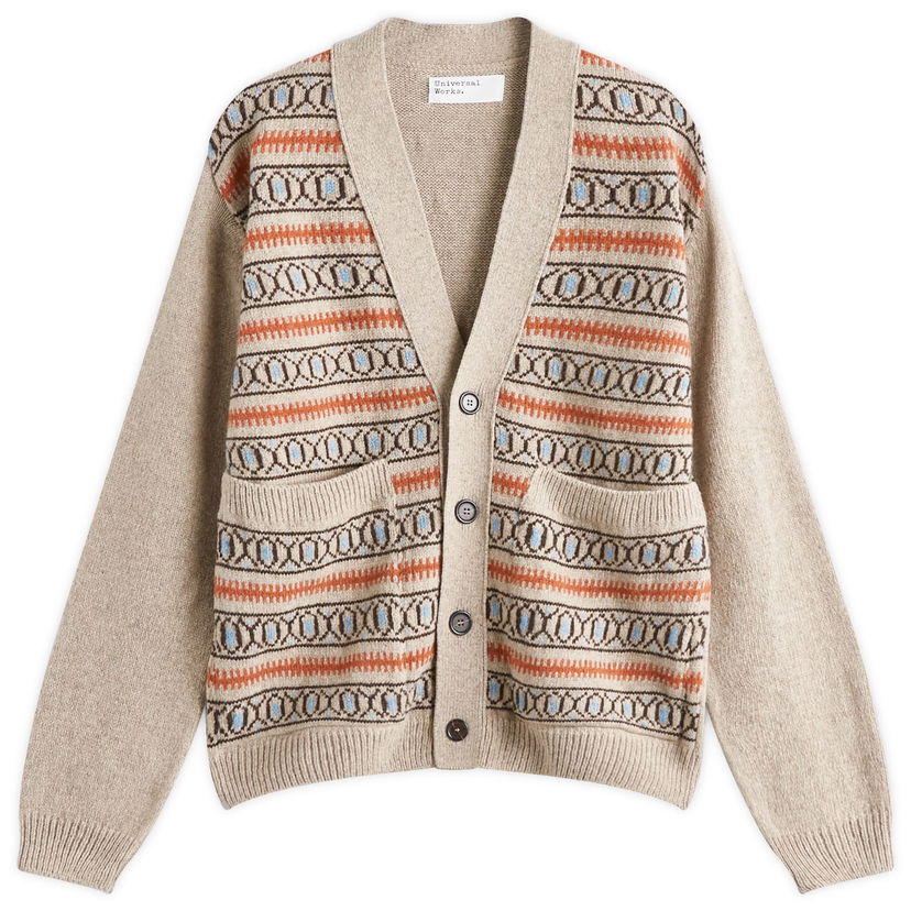 Villapaita Universal Works Langdale Knit Cardigan, Size Large Beige | P31214-OAT