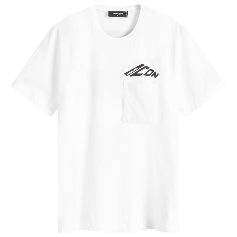 T-paita DSQUARED2 New ICON Pocket T-Shirt, Size Large Valkoinen | S79GC0097-D20033-100
