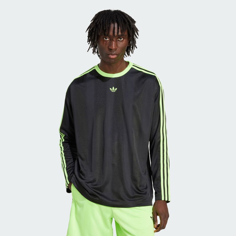 T-paita adidas Performance Adicolor Jacquard Long Sleeve Jersey Musta | JX1518