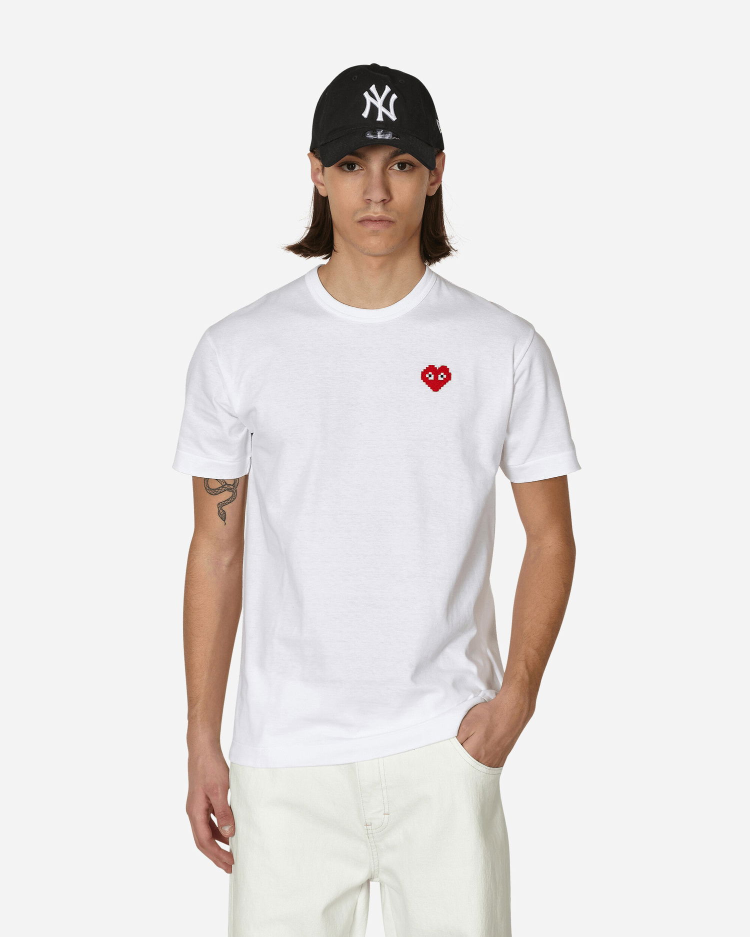 T-paita Comme des Garçons Play Invader Heart Tee Valkoinen | P1T322-3, 1