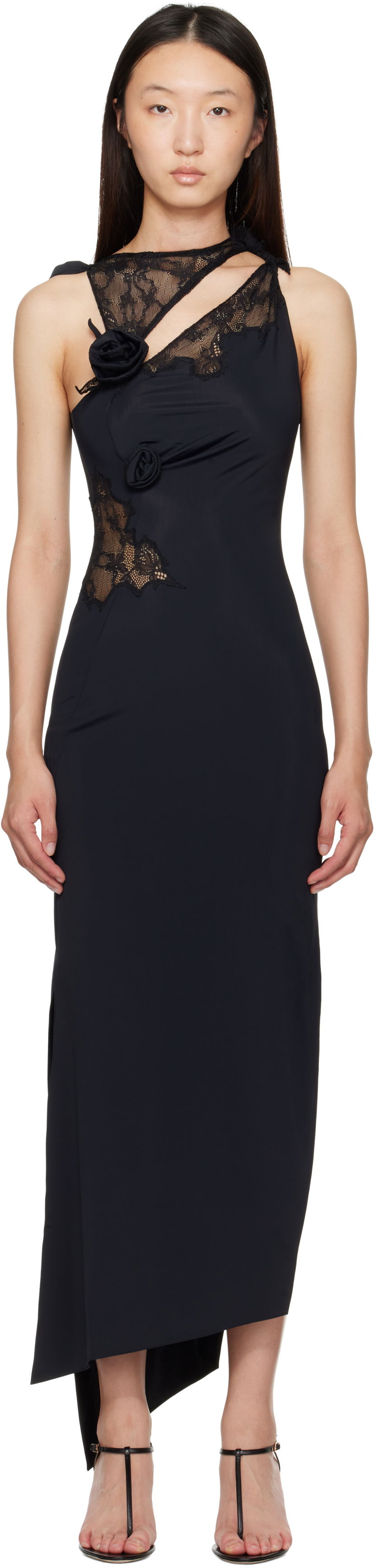 Mekko Coperni Coperni Lace Flower Midi Dress Musta | COPR217F5021