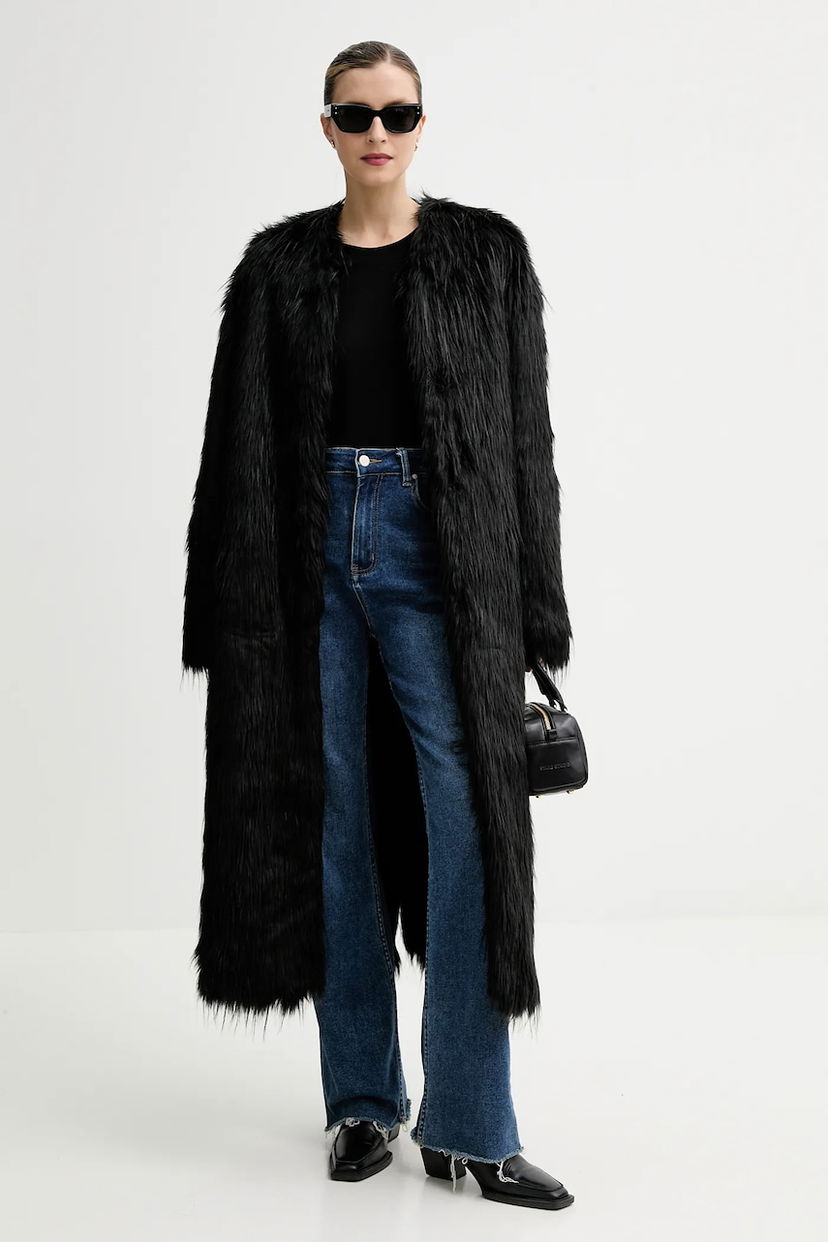 Takit STAND STUDIO Carolina Long Faux Fur Coat Musta | 66577.9414