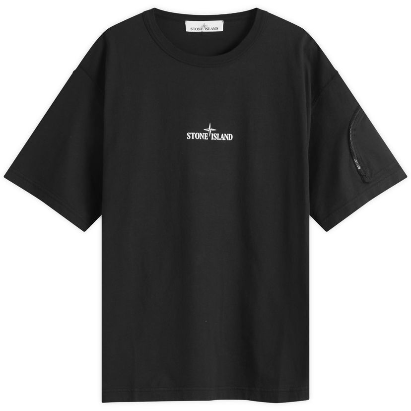 T-paita Stone Island Zip Pocket Logo Organic T-Shirt, Size Large Musta | K1S152100004-V0029