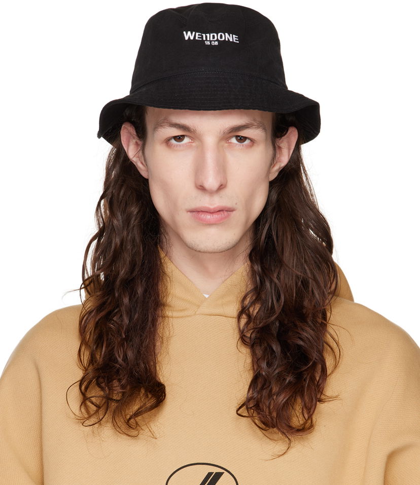 Hattu We11done Washed Bucket Hat Musta | WD-AH3-22-420-U-BK