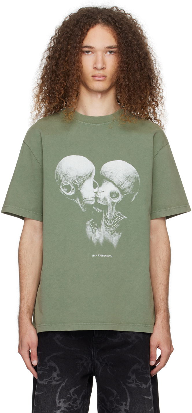 T-paita Han Kjøbenhavn Han Kjobenhavn Aliens Kissing T-Shirt Vihreä | M-133228