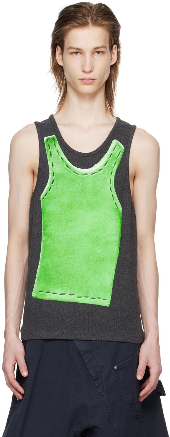 Tankkitoppi JW Anderson Gray Trompe L'Oeil Tank Top Vihreä | JO0213-PG1552