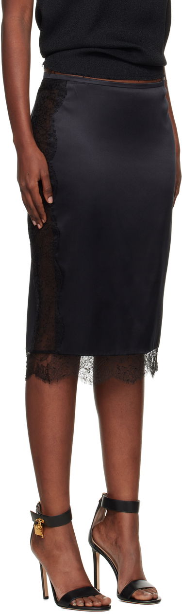 Hame Tom Ford TOM FORD Knee-Length Lace Inserts Midi Skirt Musta | GC5812-FAX1095, 1