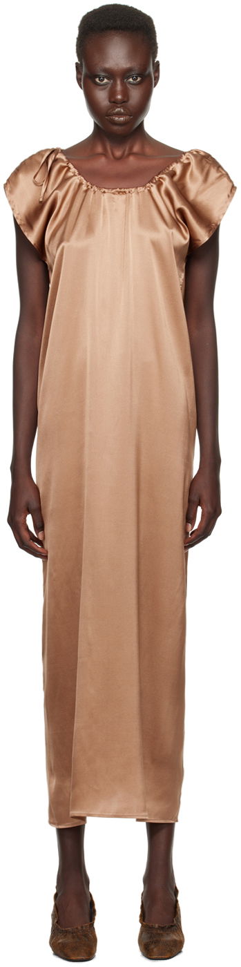 Mekko Baserange Silk Midi Dress Ruskea | DRMAX-SS-WI24