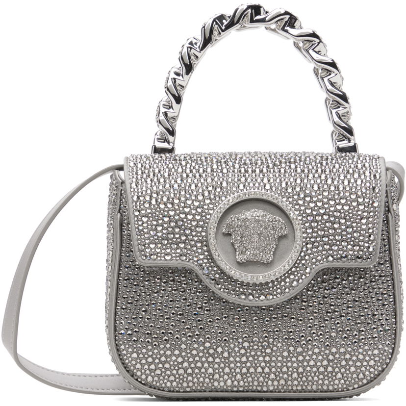Käsilaukku Versace Silver Crystal 'La Medusa' Mini Bag Metallinen | 1003016_1A06487