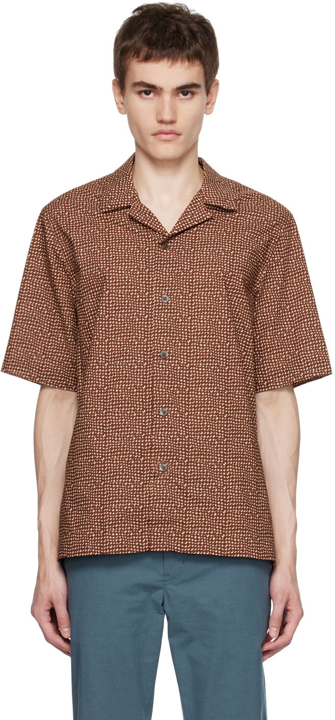 Paita Paul Smith Paul Smith Mini Tile Short Sleeve Button-Up Shirt Ruskea | M1R-905U-L02054