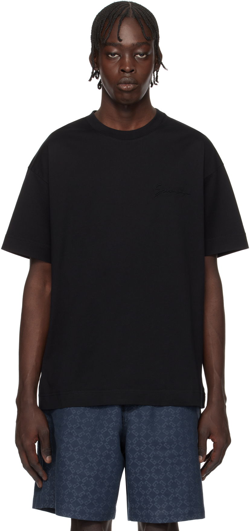 T-paita Givenchy Print Black T-Shirt Tummansininen | BM71MG3YP1401