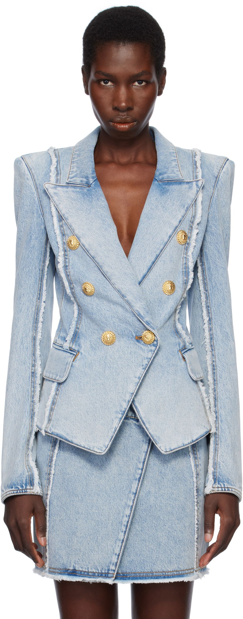 Takki Balmain Balmain 6-Button Tailored Denim Blazer Sininen | EF0SG220DF75