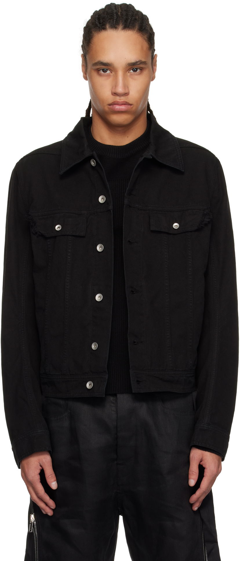 Takki Rick Owens Rick Owens DRKSHDW Hollywood Trucker Denim Jacket Musta | DU01E3751 CVS