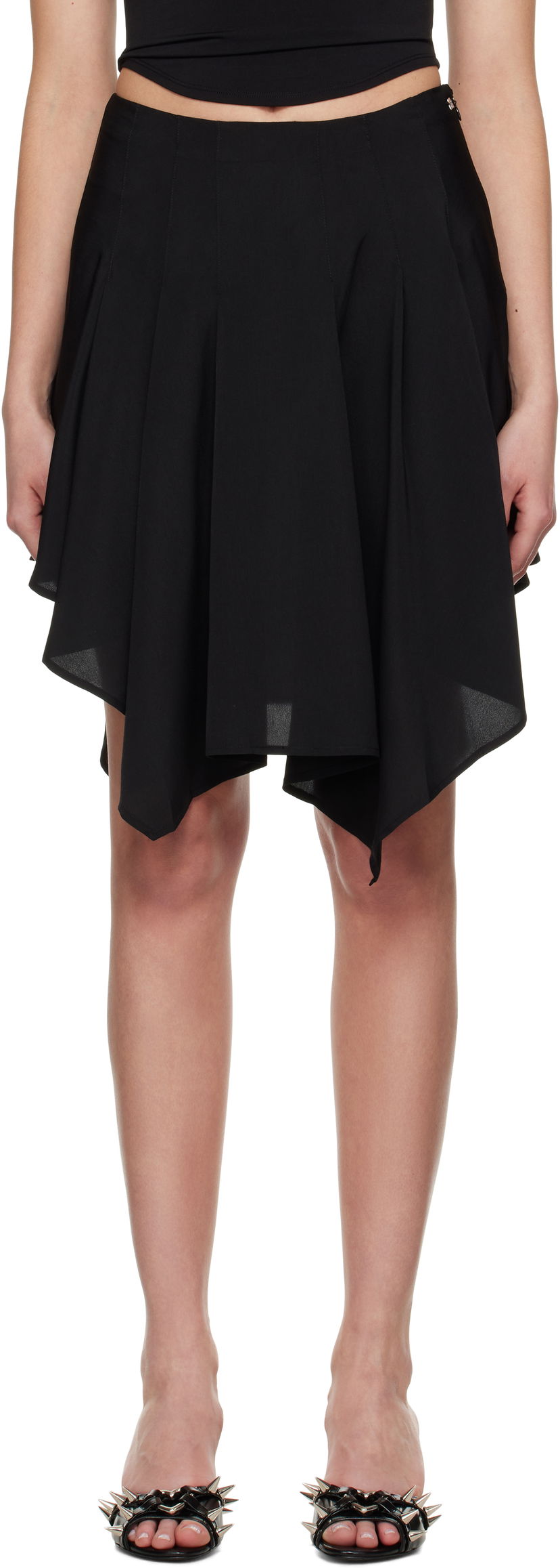 Hame Miaou Miaou Ty Asymmetrical Midi Skirt Musta | 4072GGTBLK