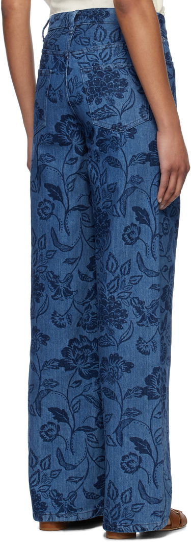 Jeans A.P.C. A.P.C. Elisabeth Floral-Print Wide-Leg Jeans Sininen | COHGQ-F09181, 2