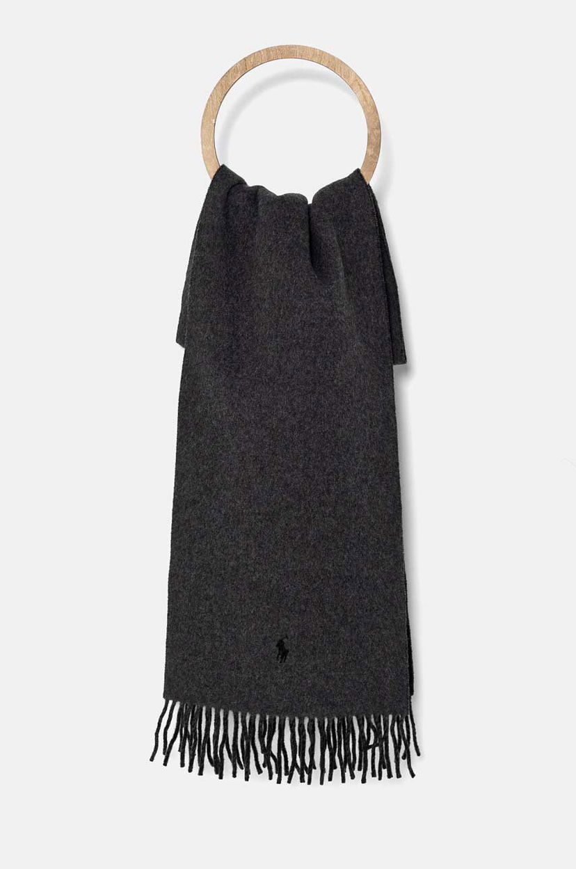 Huivi Polo by Ralph Lauren Wool Scarf With Tassels Harmaa | 455954371