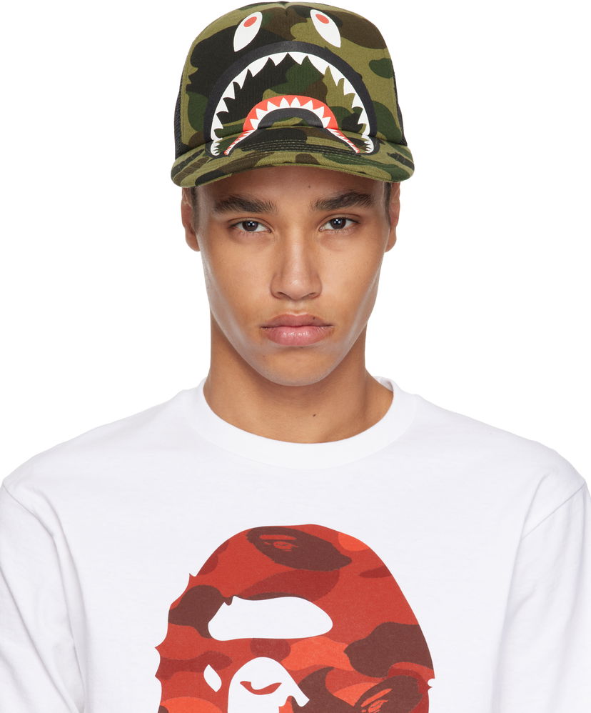 Korkki BAPE A Bathing Ape 1st Camo Shark Mesh Cap Vihreä | 001CPK701008M