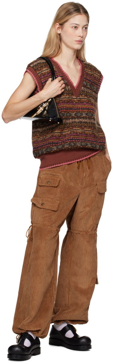 Cargo housut Anna Sui Corduroy Drawstring Cargo Trousers Ruskea | 624V40, 3