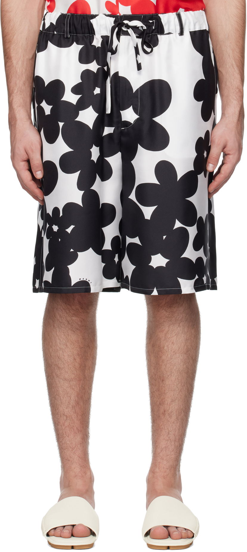Shortsit Marni Marni Dillies Print Silk Bermuda Shorts Valkoinen | PUMU0291A1 UTSG26