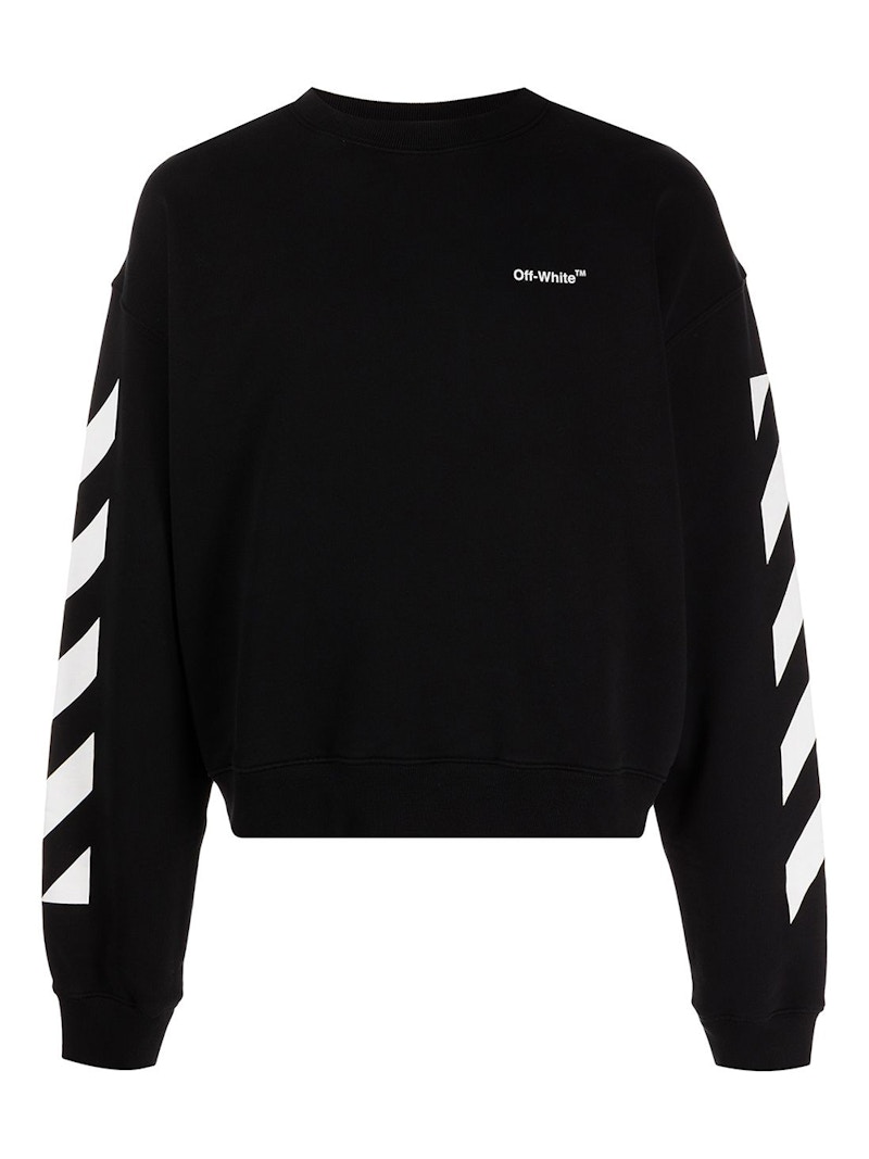 Huppari Off-White Diagonal Helvetica Oversized Sweatshirt Musta | OMBA058C99FLE0011001