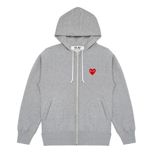 Huppari Comme des Garçons PLAY Five Heats Logo Zip Hoodie Harmaa | AZ-T249-051-1