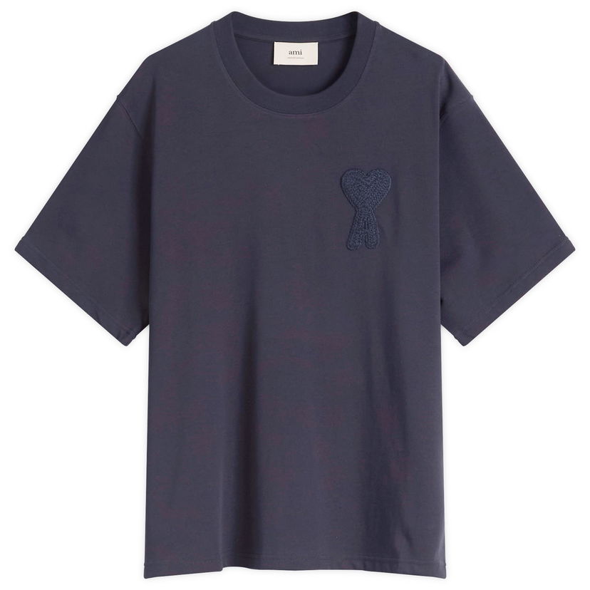 T-paita AMI AMI Paris Men's Woven Logo T-Shirt, Size Large Tummansininen | HTS055-726-4011