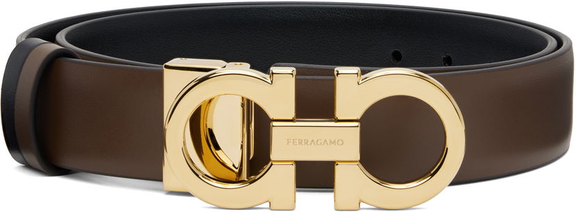 Vyöt FERRAGAMO Ferragamo Gancini Reversible Belt Ruskea | 764024