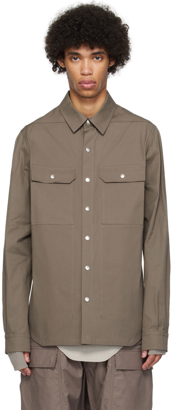 Paita Rick Owens Press-Stud Shirt Harmaa | RU01D3729 TE