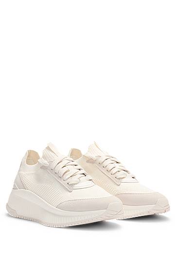 Vaatteet ja asusteet BOSS TTNM EVO Knitted and Suede Trainers Valkoinen | 50536413