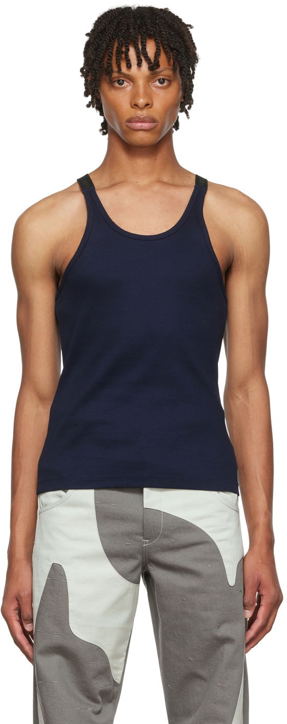 Tankkitoppi Dion Lee Dion Lee Exclusive Tank Top Tummansininen | BLACK RIB