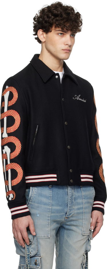 Bomber-takki AMIRI Snake Bones Embroidered Bomber Jacket Musta | AMOUVY1015, 1