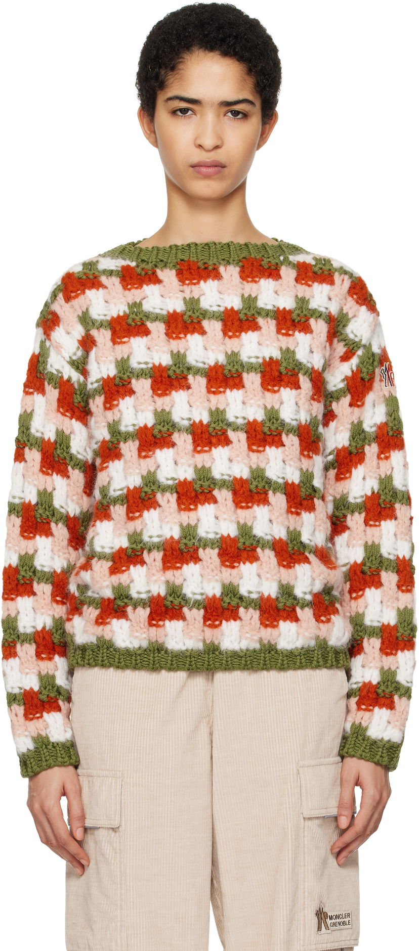 Villapaita Moncler Wool & Alpaca Checkerboard Sweater Vihreä | J20989C00002M4404