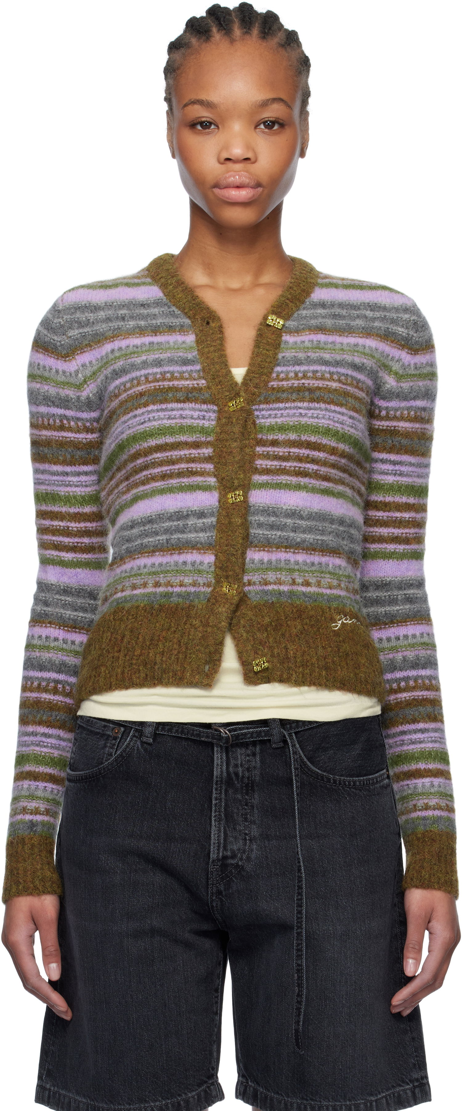 Villapaita GANNI Ganni Soft Wool Stripe Cardigan Monivärinen | K2355, 0