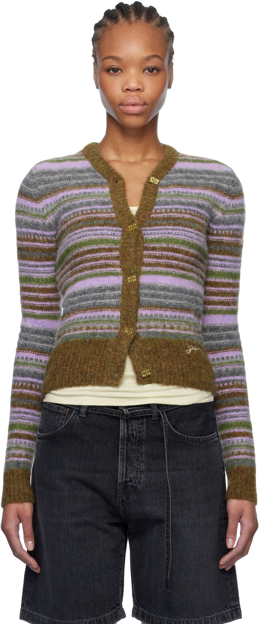 Villapaita GANNI Ganni Soft Wool Stripe Cardigan Monivärinen | K2355