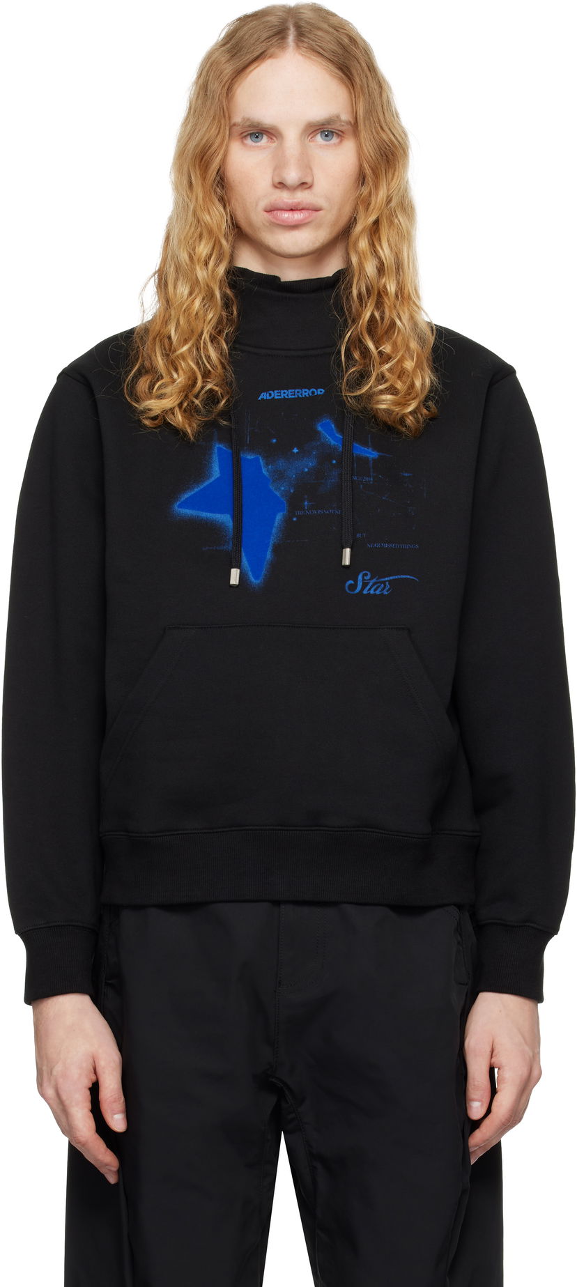 Huppari ADER ERROR Graphic Print Hoodie Musta | BN01FWHD0103BK