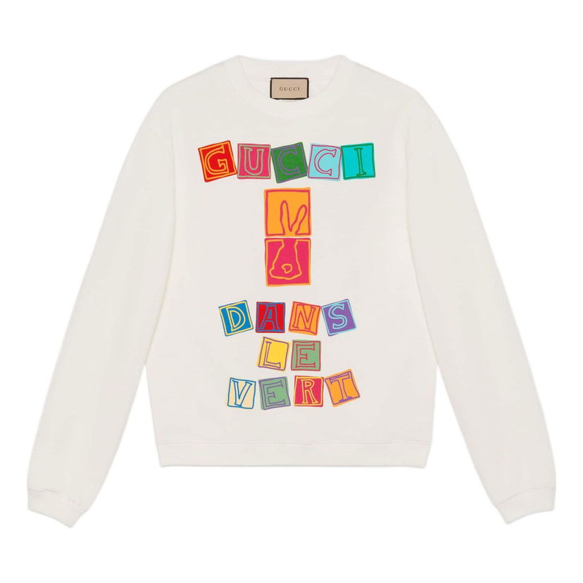Huppari Gucci Gucci GG Cotton Jersey Sweatshirt with Cube Print Valkoinen | 726466-XJE52-9045