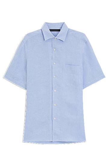 Paita BOSS BECKHAM x BOSS Regular-Fit Linen Shirt Sininen | 50548868