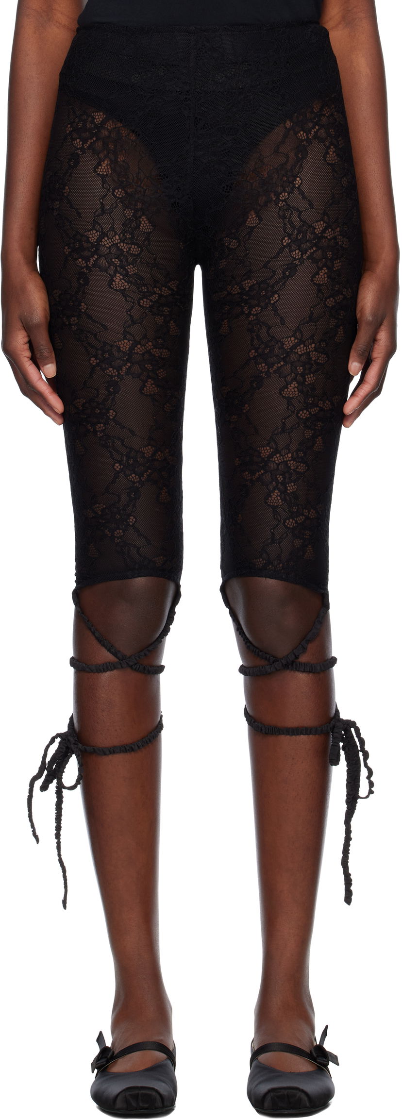 Leggingsit Ambush AMBUSH Lace Ribbon Leggings Musta | 12115423